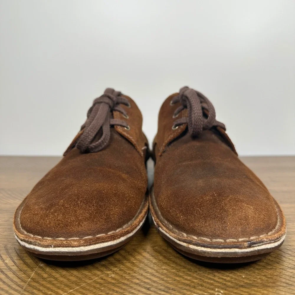 Clarks Shoes Mens 11.5 Brown Suede Plain Toe Derby Oxford Lace Up Casual Dress